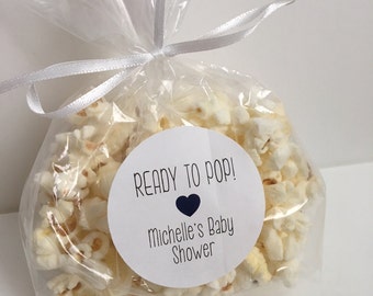 Ready to Pop! stickers - 24 - 2 inch circle stickers - baby shower envelope seals