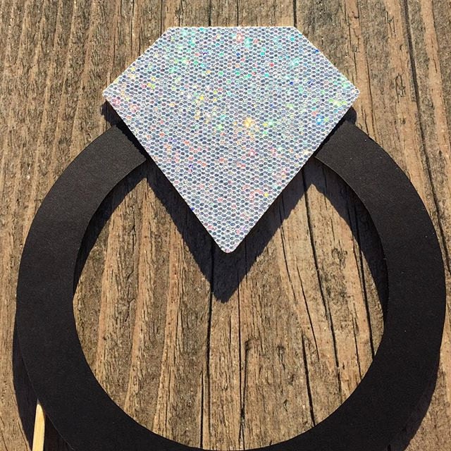 Extra Large GLITTER Diamond Ring Photo Props 7.5