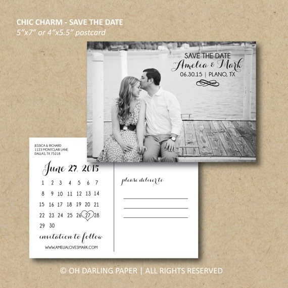 Printable Save the Date Postcard. Calendar postcard. Calendar save the ...