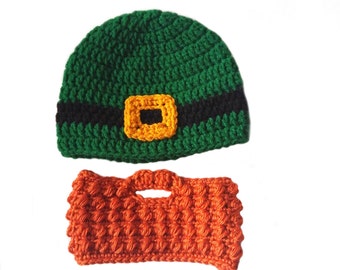 Baby Beard Hat, Leprechaun Beard, St Patricks Day Belt Buckle Beanie, Orange Beard, Infant - Adult, Toddler Beard Hat, Kids Dress Up, Silly