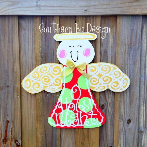3 Design Options CHRISTMAS ANGEL Wooden Door Hanger Door