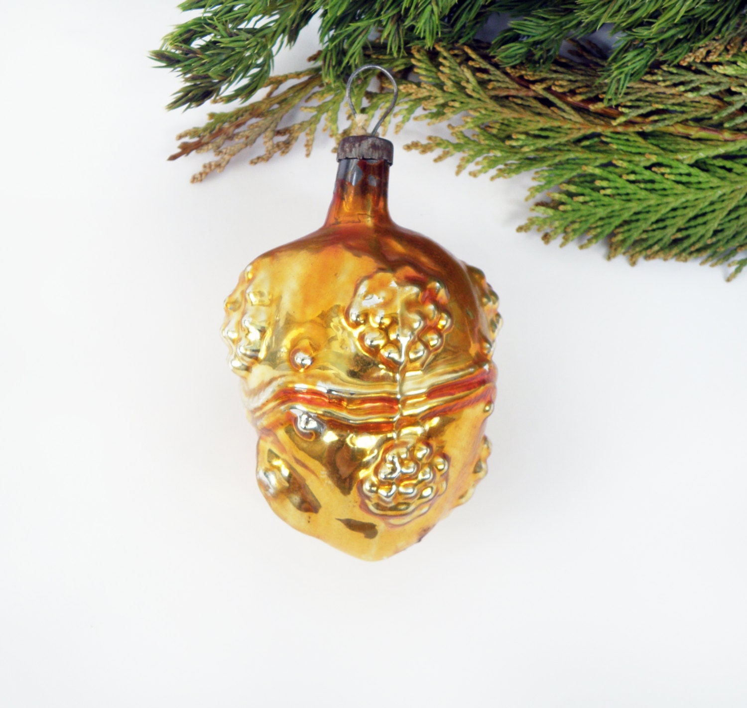 orange acorn christmas glass ornament oak tree acorn soviet orange acorn christmas glass ornament oak tree acorn soviet