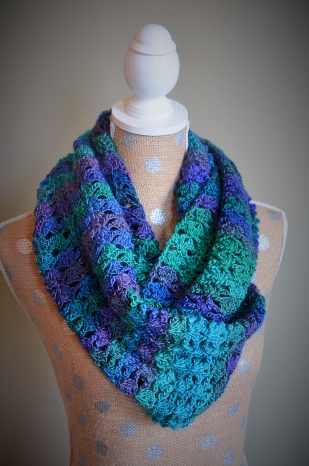 Download Shell Lace Crochet Scarf Infinity Scarf Available