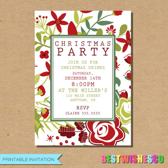 Christmas Invite Holiday Party Invitation Christmas Invitation