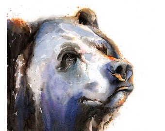 BEAR ART PRINT- bear watercolor, bear wall art, bear decor, bear print, grizzly bear painting, brown bear artwork, animal artwork