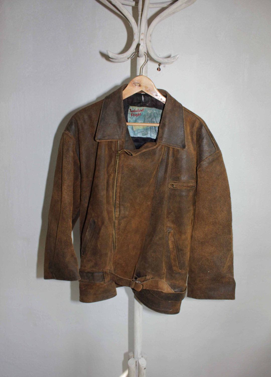 Vintage cowhide men's brown jacket genuine leather jacket
