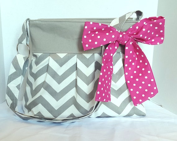 Chevron Bag with a Pink Bow