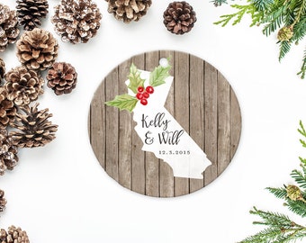 California State Ornament, California Christmas Ornament, Personalized Family Ornament, Wedding Ornament