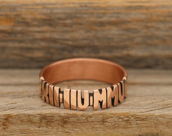 Hand Carved Copper Roman Numeral Ring