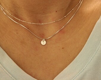 Tiny initial necklace, letter necklace, personalized necklace, bridesmaid gift, gift for friend, dainty delicate gold silver necklace