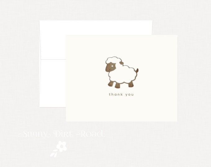 Lamb Baby Thank You Cards - Set of 4