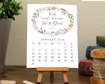 50% OFF! Printable 2016 Desk Calendar - Inspirational and Motivational Bible Verse Designs - Instant Download