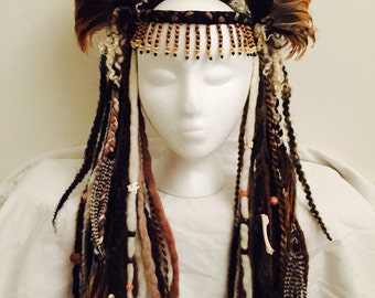 Voodoo Priestess Skull and Feather Headdress