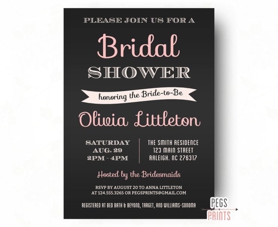 Black Bridal Shower Invitation Printable Bridal Shower