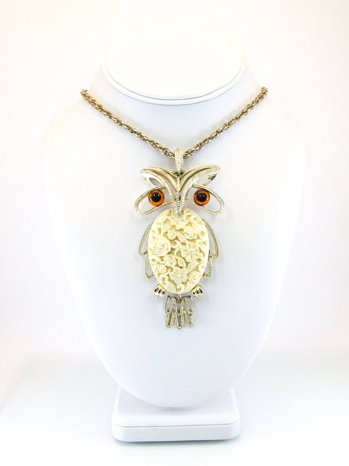 Vintage Rare Gold Crown Inc. Owl Necklace by RETRORAGEVICTORIA