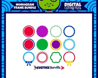 Monogram Frame SVG SVG Bundle Circle Monogram SVG Commercial Free Cricut Files Silhouette Files Digital Cut Files svg cut files