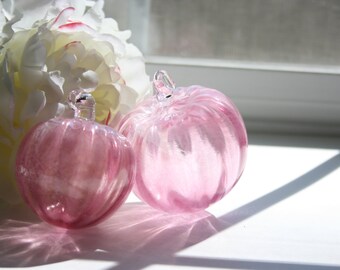 Dusty Pink Ridged Hand Blown Glass Ornaments Sun Catcher-- 2 AVAILABLE