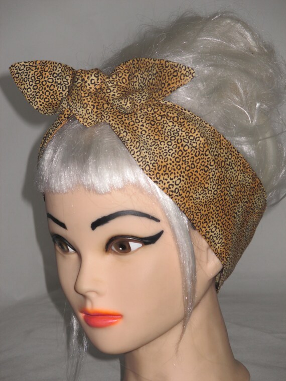Rosie the Riveter Rockabilly Head scarf Headband Leopard