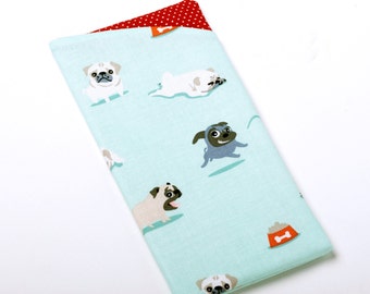 Pug Padded Eyeglass Holder, Dog Sunglasses Pouch, Spectacles Case - Pug Gifts - For Dog Lovers