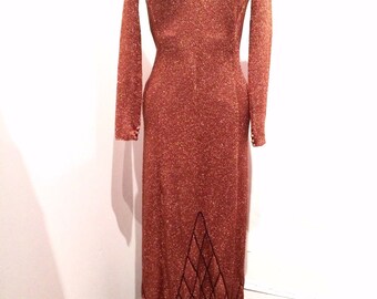 Vintage 1970s metallic copper dress size 4
