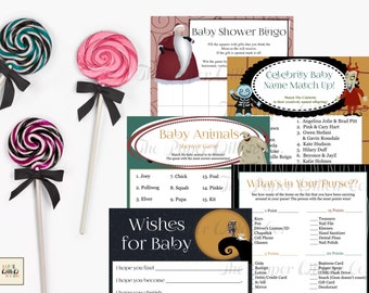 Nightmare Before Christmas-Baby Shower Games Set 01-DIY-Printable Games-Bingo-Celebrity Baby Name-Wishes-Baby Animals-What's In Your Purse