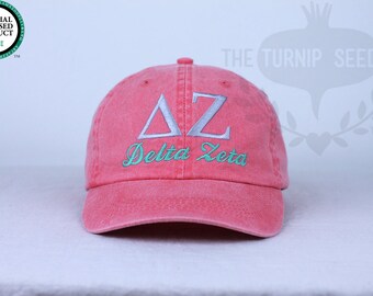 Delta Zeta Sorority Baseball Cap - Custom Color Hat and Embroidery.
