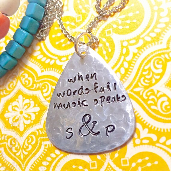 Wedding Jewelry Guitar Pick Necklace Couples Jewelry When