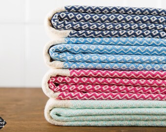 Kilim Towel, Bath Towel, Beach Towel, Turkish Towel, Peshtemal, Hammam Towel, Navy, Blue, Fuchsia, Mint