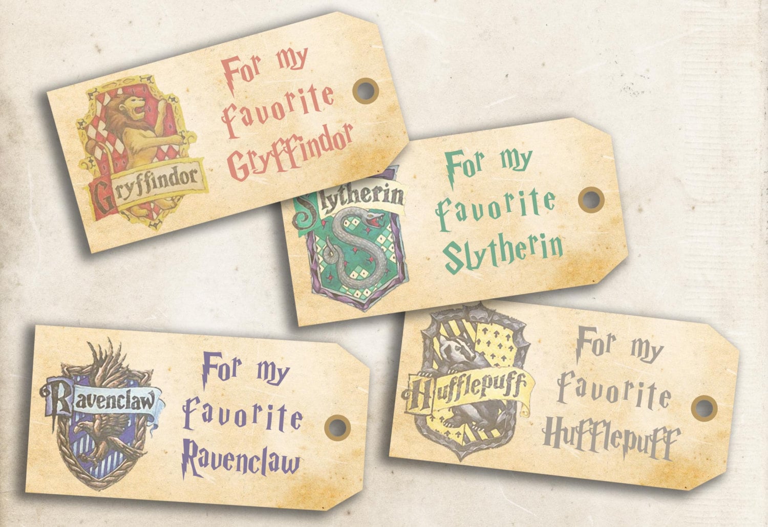 Harry Potter Hogwarts printable gift tags DIY tags for gifts
