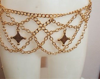 FREE SHIPPING Gold Metal Chain Belt