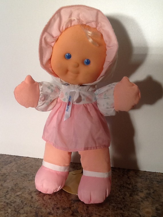 Vintage Fisher Price PUFFALUMP KIDS Pink Baby Doll w/Rattle