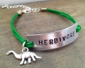 Herbivore bracelet - Vegan Bracelet Vegetarian Bracelet Dinosaur bracelet boho Bracelet quirky bracelet hippie bracelet nature bracelet