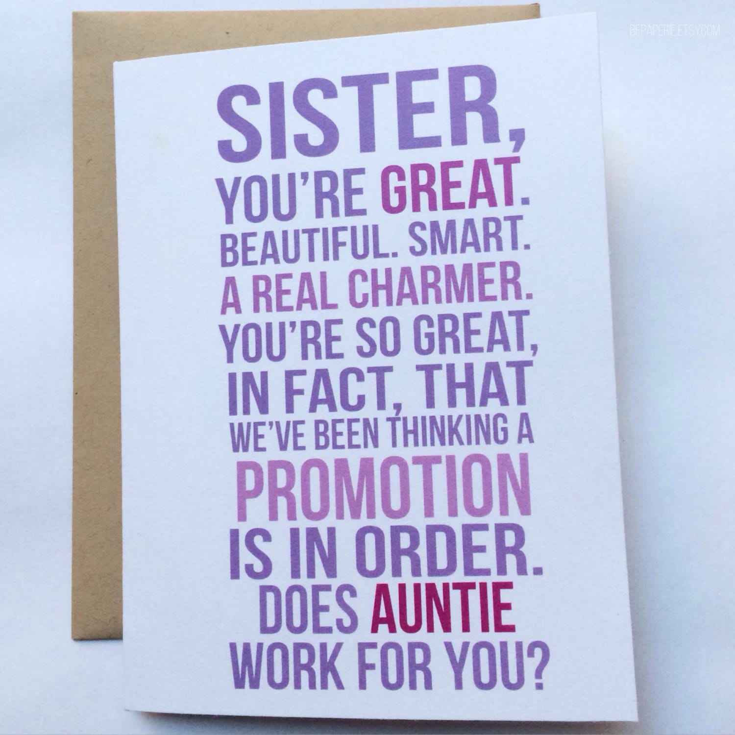 New Aunt Card / First Time Aunt / Baby Announcement / Family