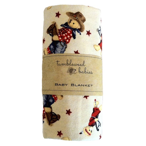 Teddy Bear Cowboy Baby Receiving Blanket /Swaddle