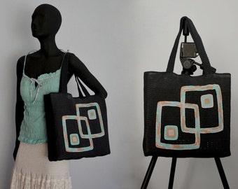 Crochet bag PATTERN, detailed tutorial in ENGLISH for every row, crochet shopping bag pattern, instant download, crochet casual bag pattern.