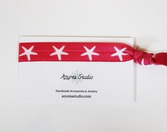 Hot Pink White Starfish Hair Tie