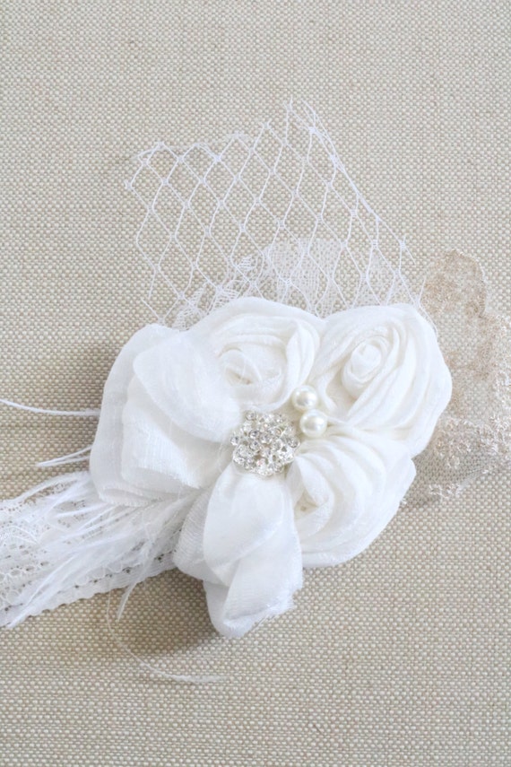 White Lace Baby Headband White Baby Headband by CountryCoutureCo