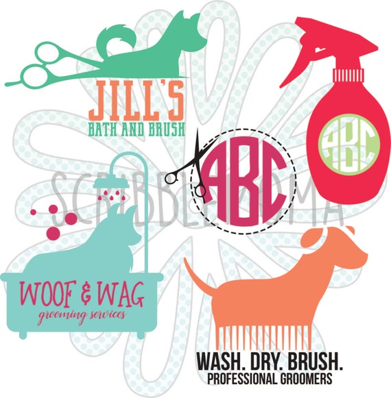 SVG PNG EPS Dog Groomers Dog Groomer Monogram by ScribbleMoma