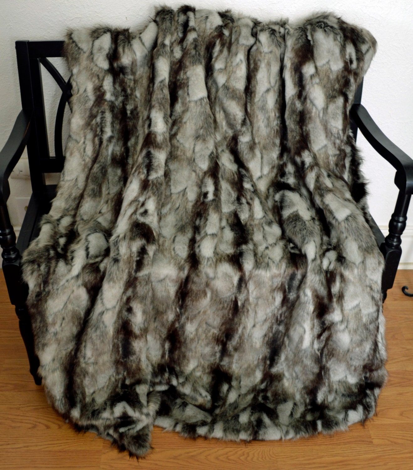 Gray Faux Fur Blanket Faux Fur Throw Gray by CindyHeitkampDesigns