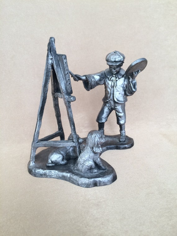 Michael Ricker Pewter Figurine Artist statue Artist with