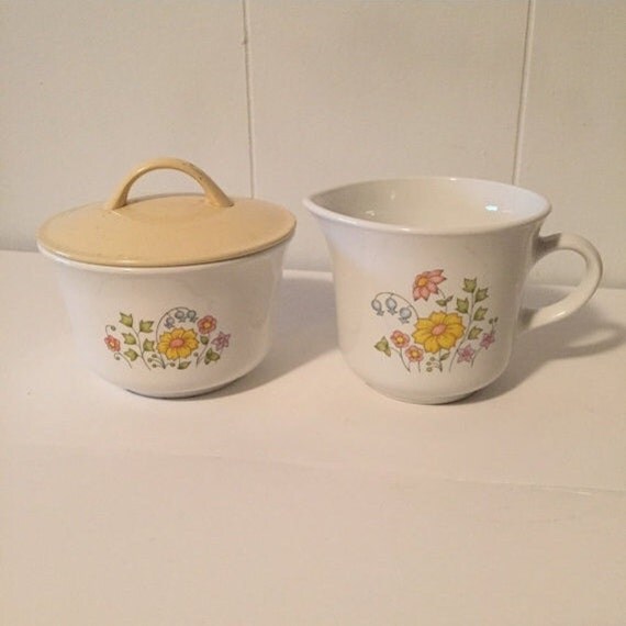 Corelle Meadow Sugar Bowl & Creamer Set by ToughTownLovelies