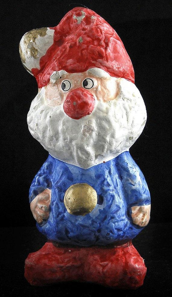 Vintage Ceramic Gnome Santa Claus Figurine RB Japan Blue Red