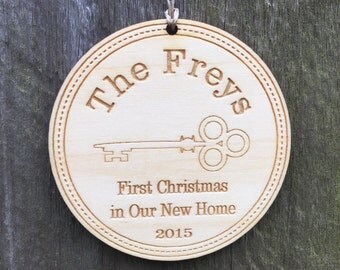 New Home Ornament: Our First House Keepsake/Our 1st Christmas Ornament/Housewarming Gift/Personalized Engraved Wood Ornament