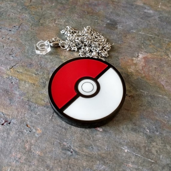 Pokeball Pokemon Laser cut acrylic necklace or brooch