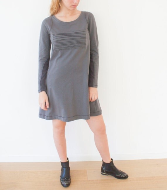 Grey Casual Dress Long Sleeves Grey Dress knee Length