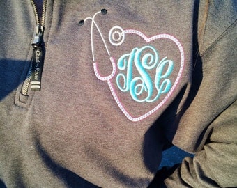 Monogrammed Nursing Quarter Zip Pullover Sweatshirt