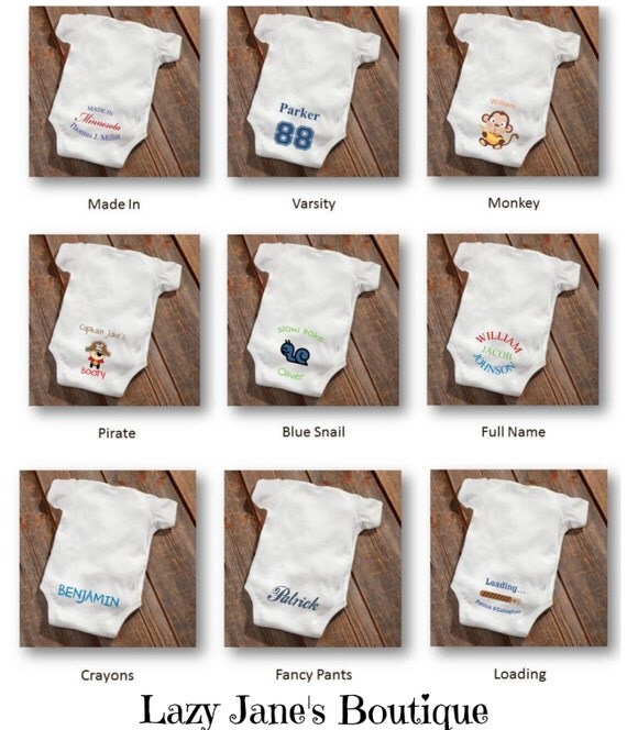 Personalized Baby Boy Onesie by LazyJanesBoutique on Etsy