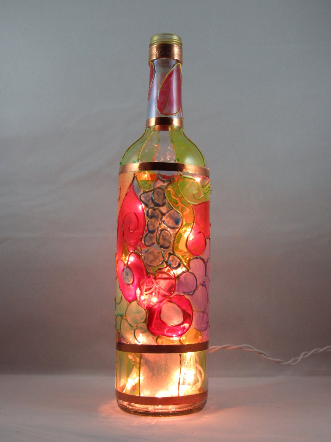 Art Light Faux Stained Glass Wine Bottle Light by unWINEdBottles
