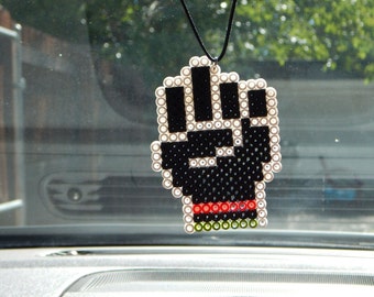 Power Fist Car Accessory Afrocentric Car Charm Red Black Green Rear Mirror Charm Black Power Fist Cute Car Accessories Perler Bead Art Cute