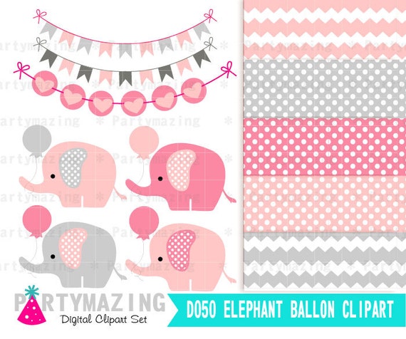 free pink and grey elephant clipart - photo #48
